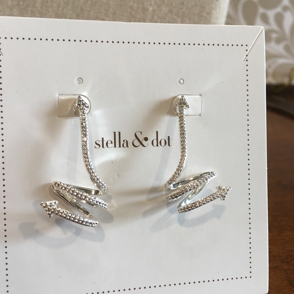Stella and dot silver and pave ear climbers